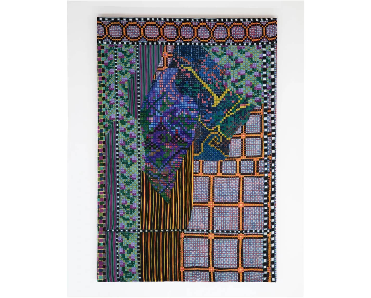 A picture of a multicolored, mosaic-like painting.